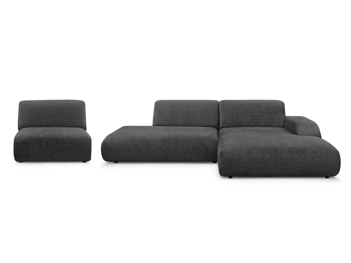 Canapé d'angle fixe modulable SIRIUS tissu texturé avec 1 chauffeuse