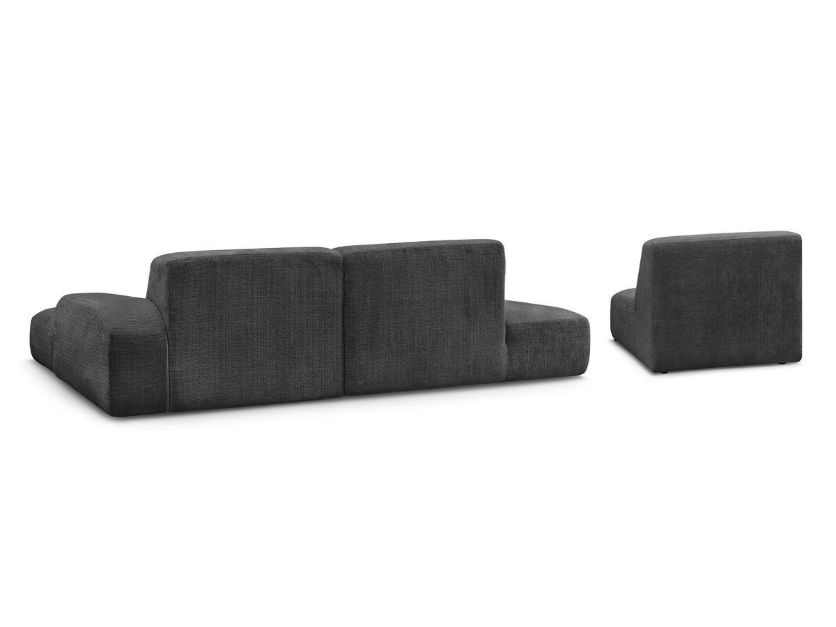 Canapé d'angle fixe modulable SIRIUS tissu texturé avec 1 chauffeuse