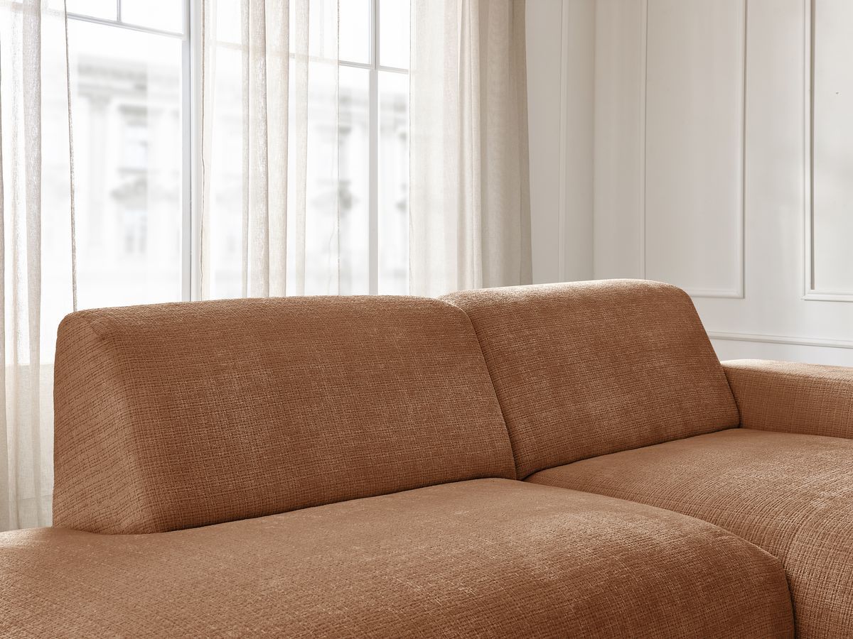 Canapé d'angle fixe modulable SIRIUS tissu texturé avec 1 chauffeuse