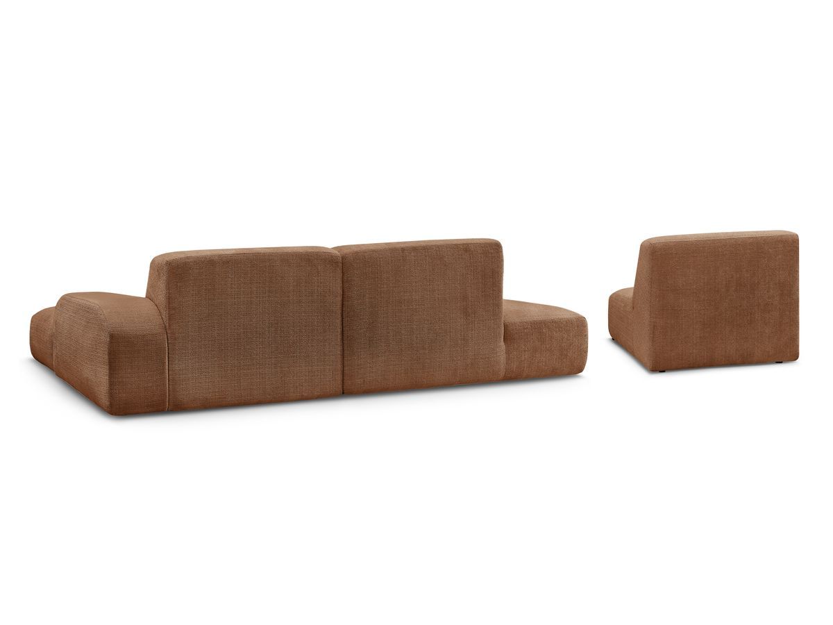 Canapé d'angle fixe modulable SIRIUS tissu texturé avec 1 chauffeuse