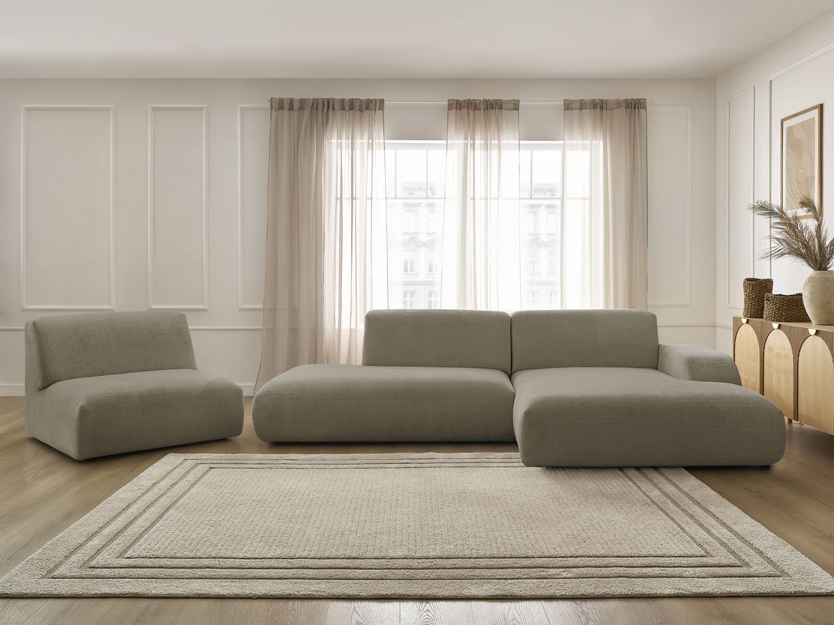 Canapé d'angle modulable SIRIUS texturé taupe 4 places — vue 5