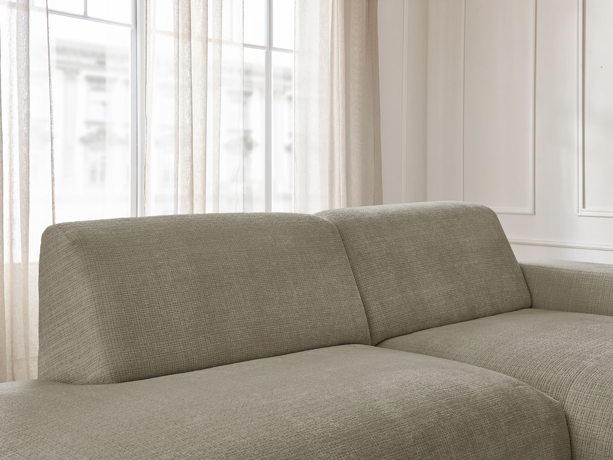 Canapé d'angle fixe modulable SIRIUS tissu texturé avec 1 chauffeuse