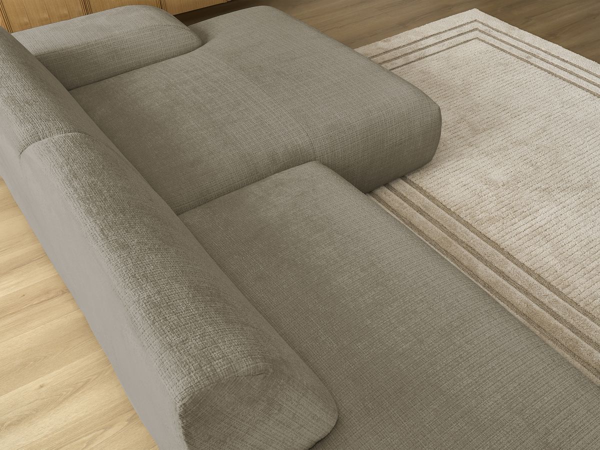 Canapé d'angle fixe modulable SIRIUS tissu texturé avec 1 chauffeuse