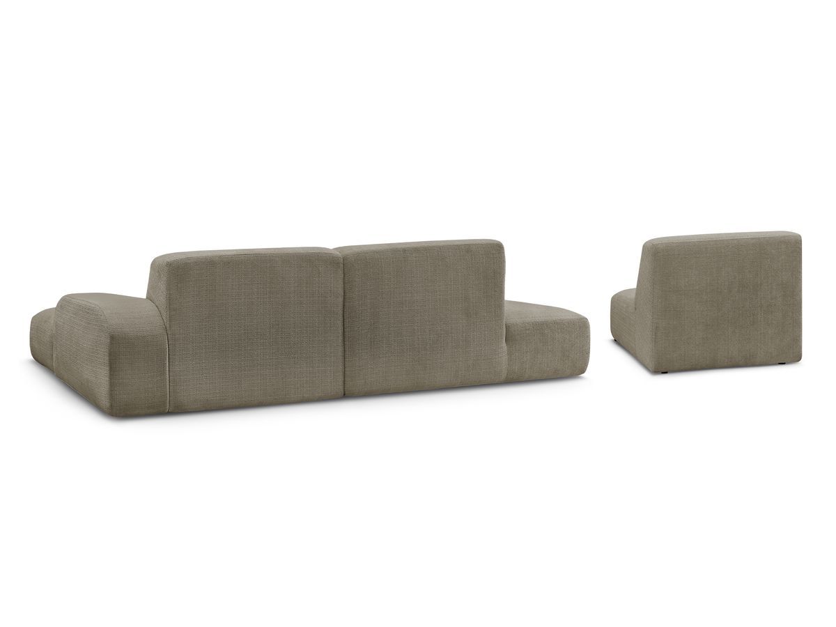 Canapé d'angle fixe modulable SIRIUS tissu texturé avec 1 chauffeuse