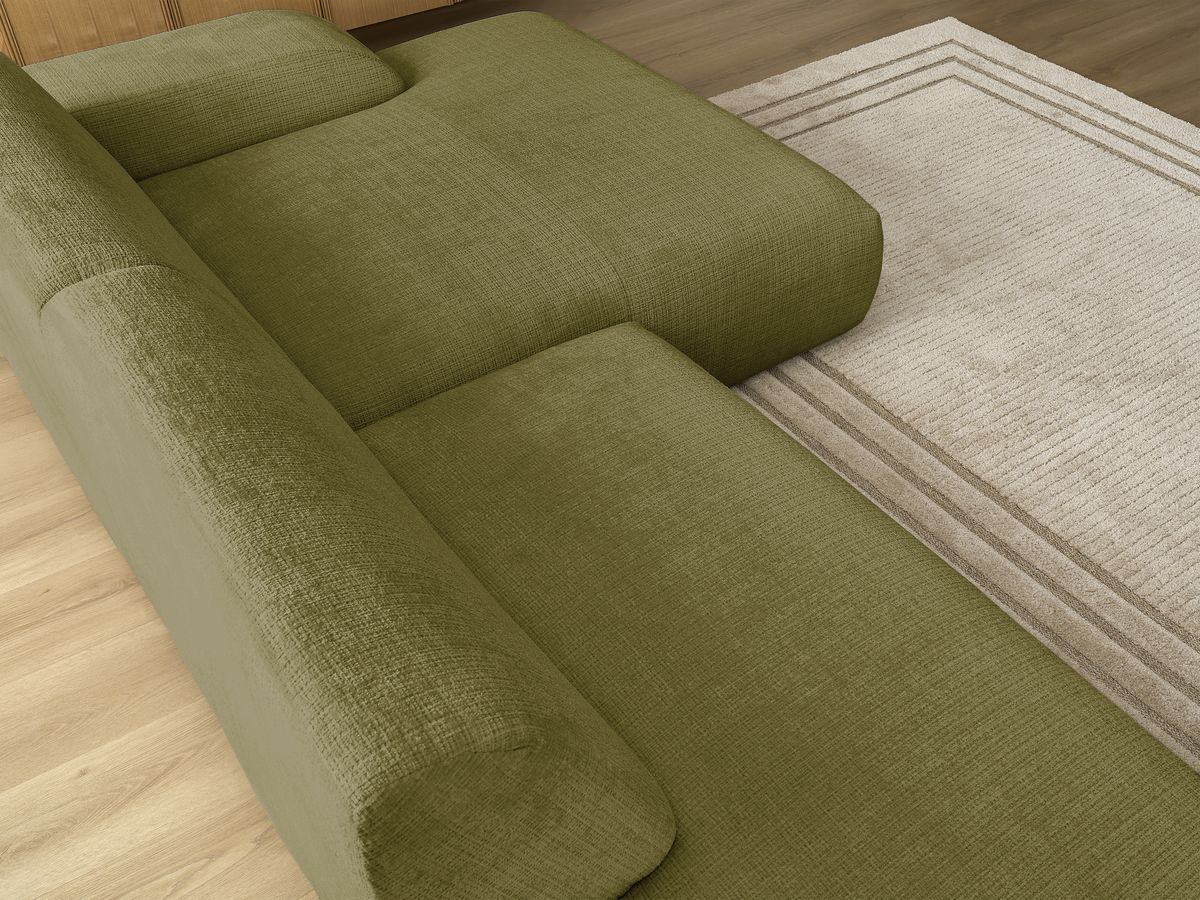 Canapé d'angle fixe modulable SIRIUS tissu texturé avec 1 chauffeuse