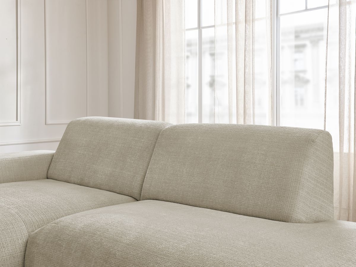 Canapé d'angle fixe modulable SIRIUS tissu texturé avec 1 chauffeuse