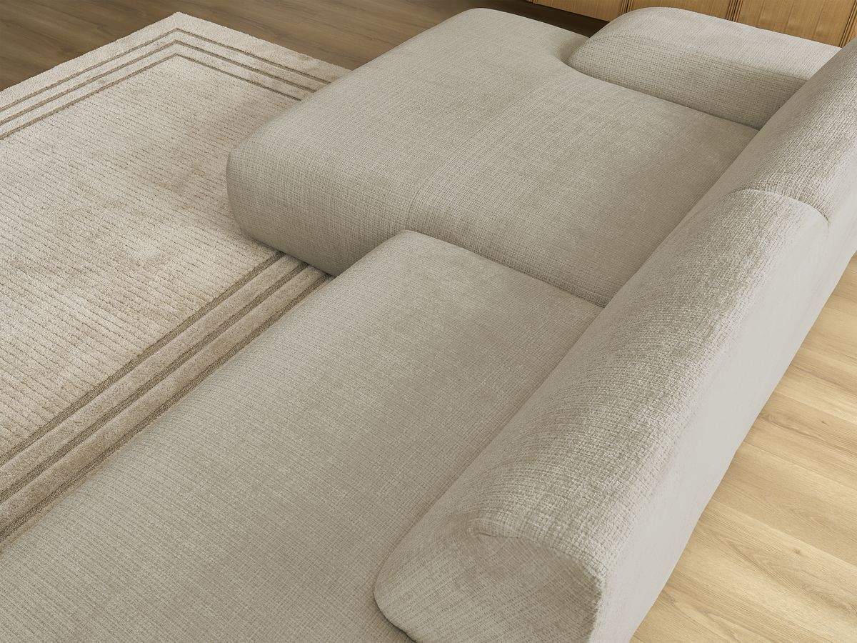 Canapé d'angle fixe modulable SIRIUS tissu texturé avec 1 chauffeuse
