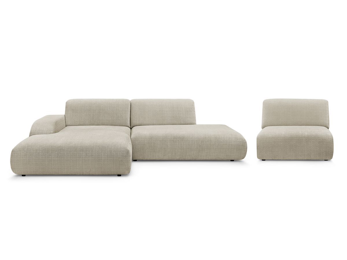 Canapé d'angle fixe modulable SIRIUS tissu texturé avec 1 chauffeuse