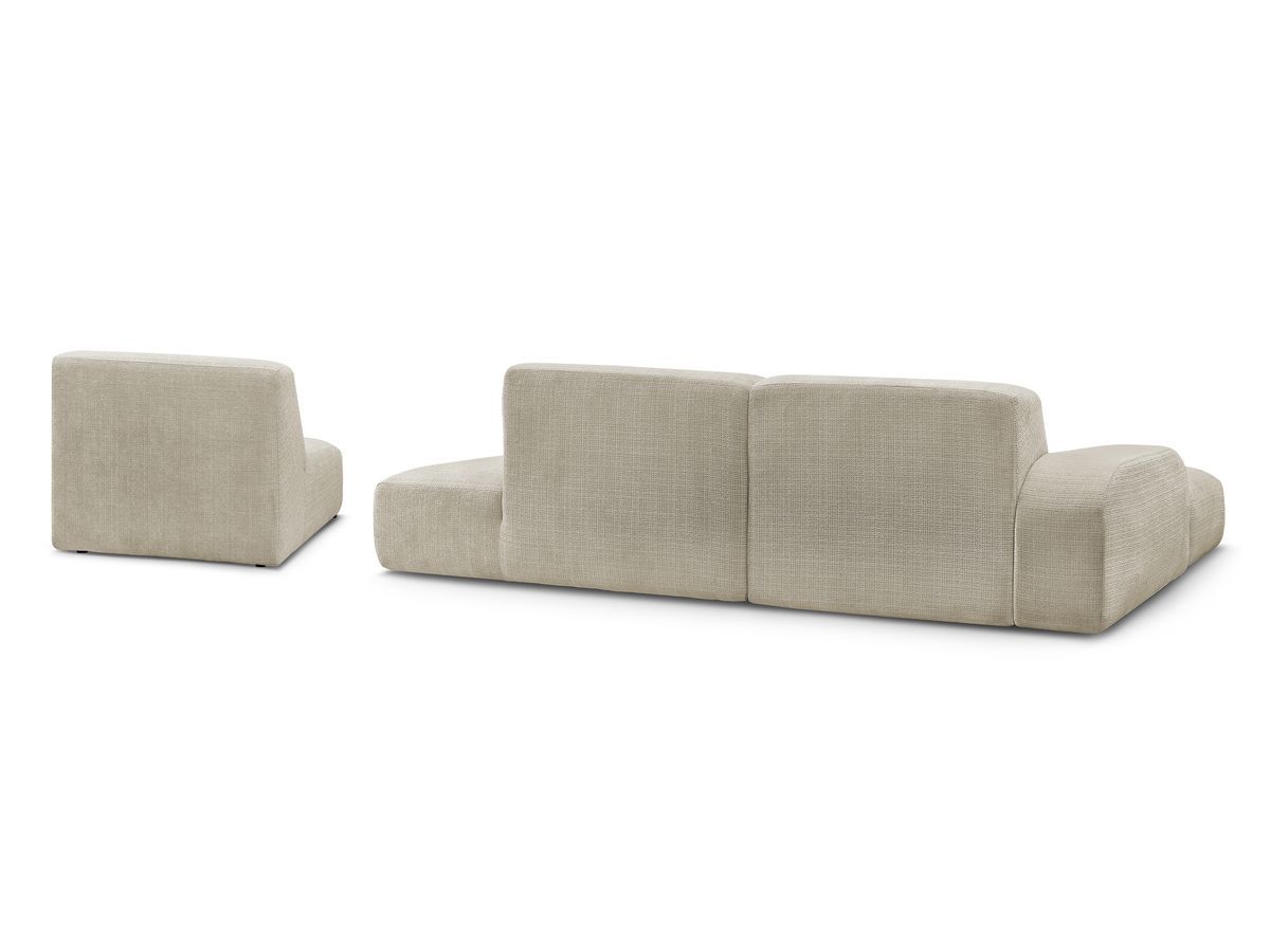 Canapé d'angle fixe modulable SIRIUS tissu texturé avec 1 chauffeuse
