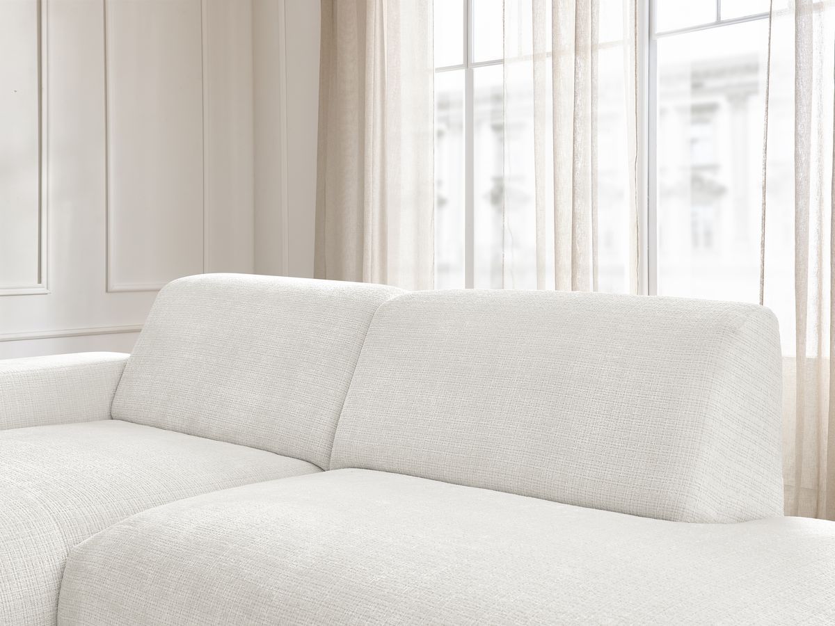Canapé d'angle fixe modulable SIRIUS tissu texturé avec 1 chauffeuse