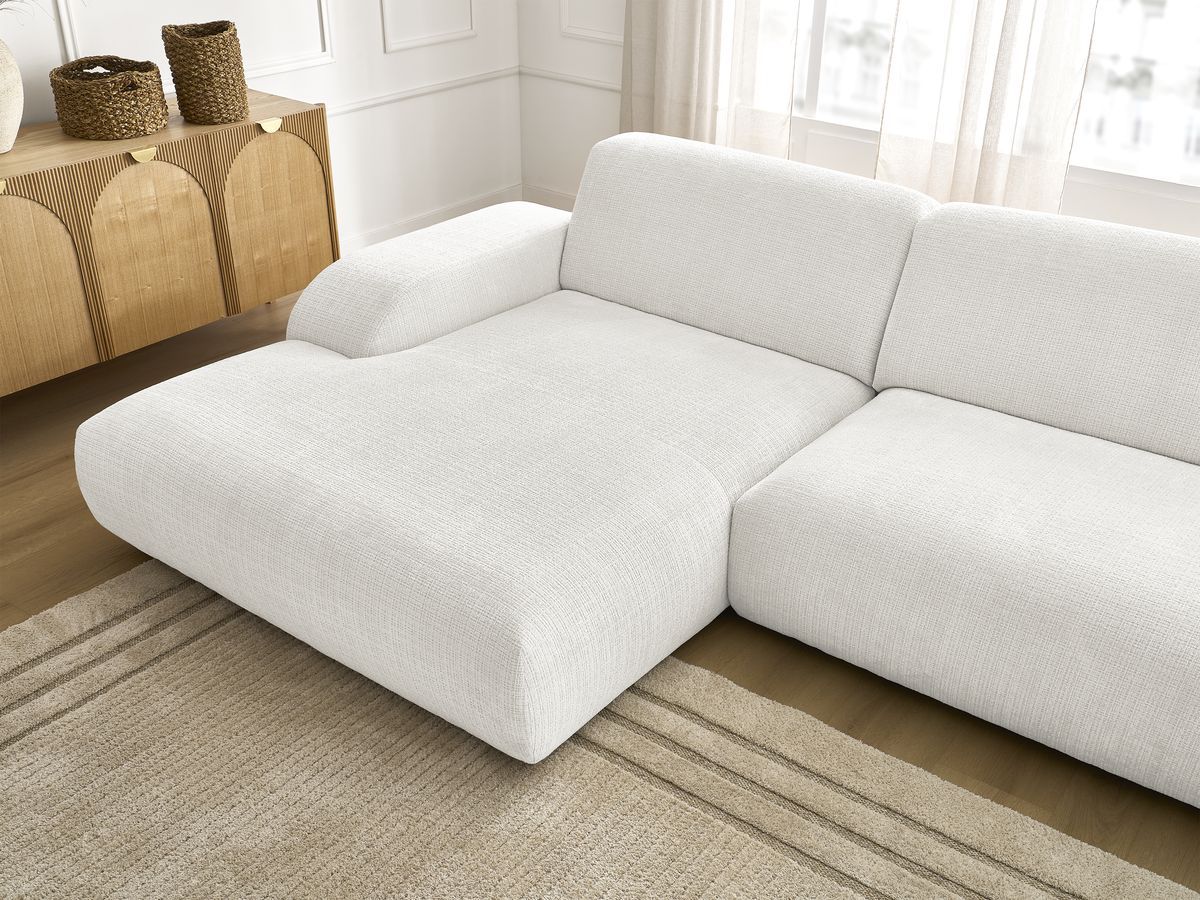 Canapé d'angle fixe modulable SIRIUS tissu texturé avec 1 chauffeuse