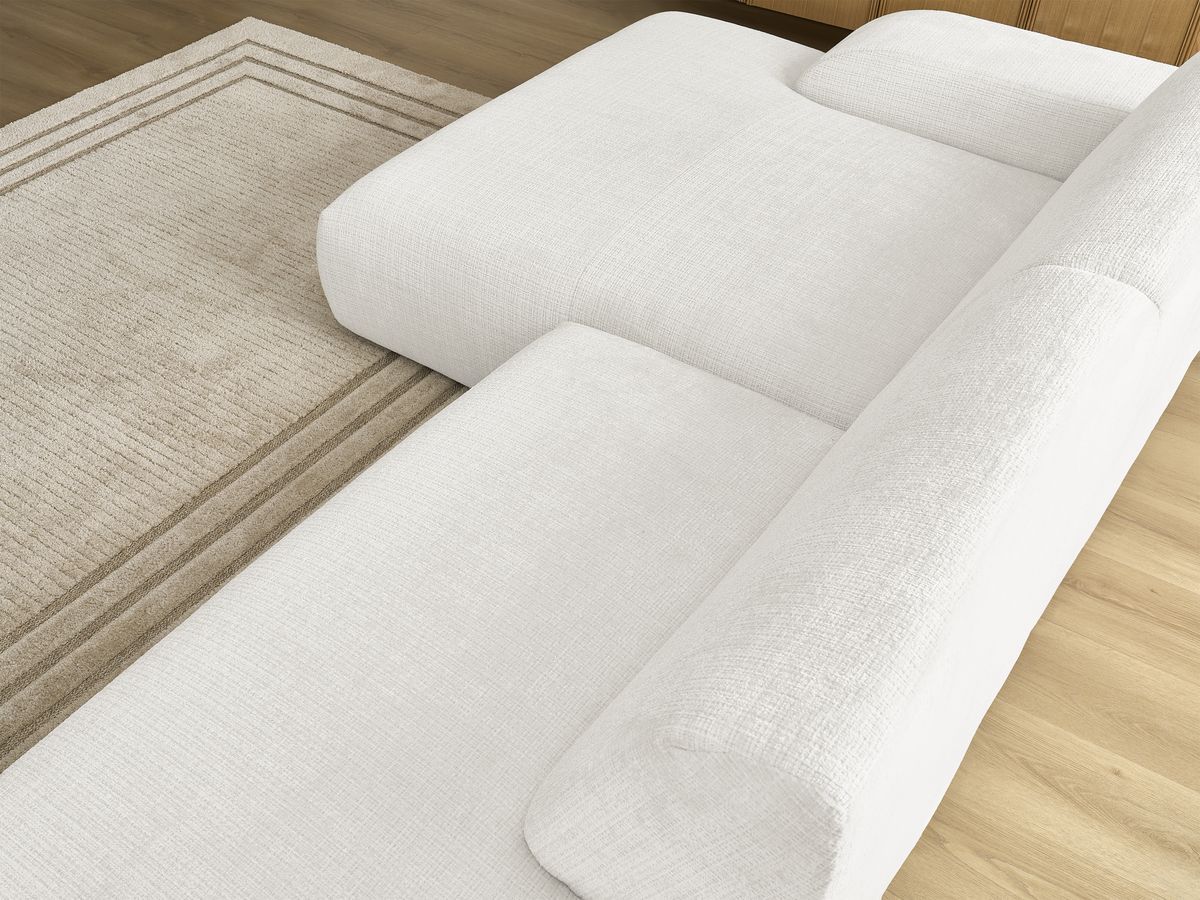 Canapé d'angle fixe modulable SIRIUS tissu texturé avec 1 chauffeuse