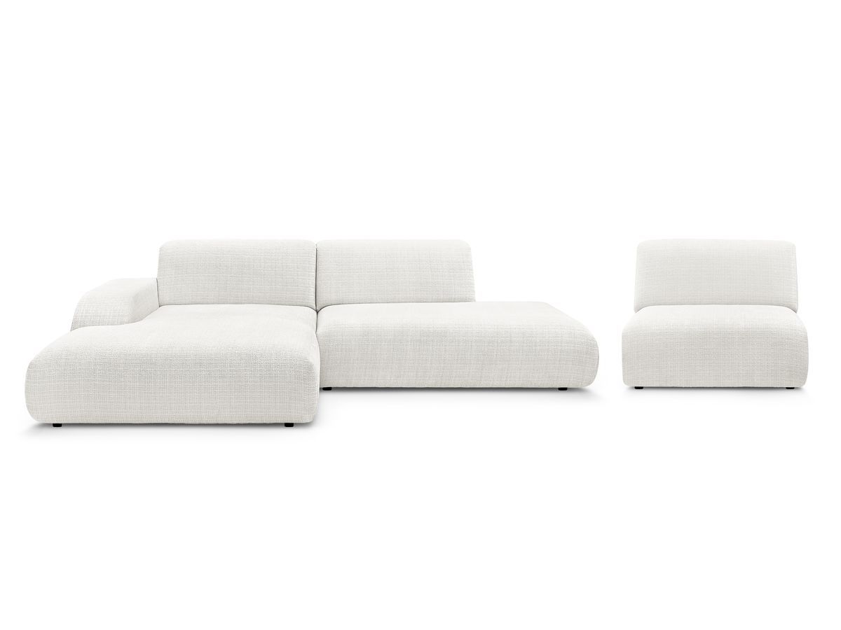 Canapé d'angle fixe modulable SIRIUS tissu texturé avec 1 chauffeuse
