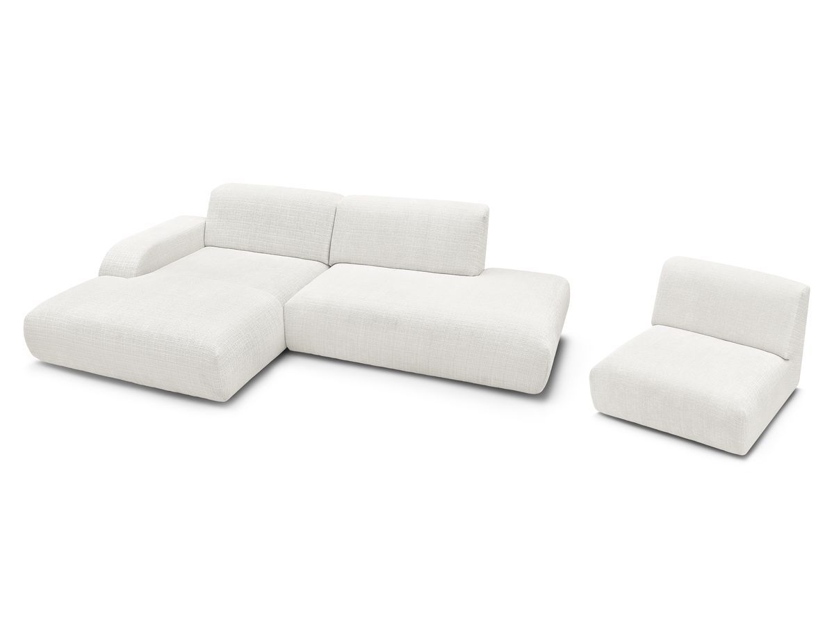 Canapé d'angle fixe modulable SIRIUS tissu texturé avec 1 chauffeuse