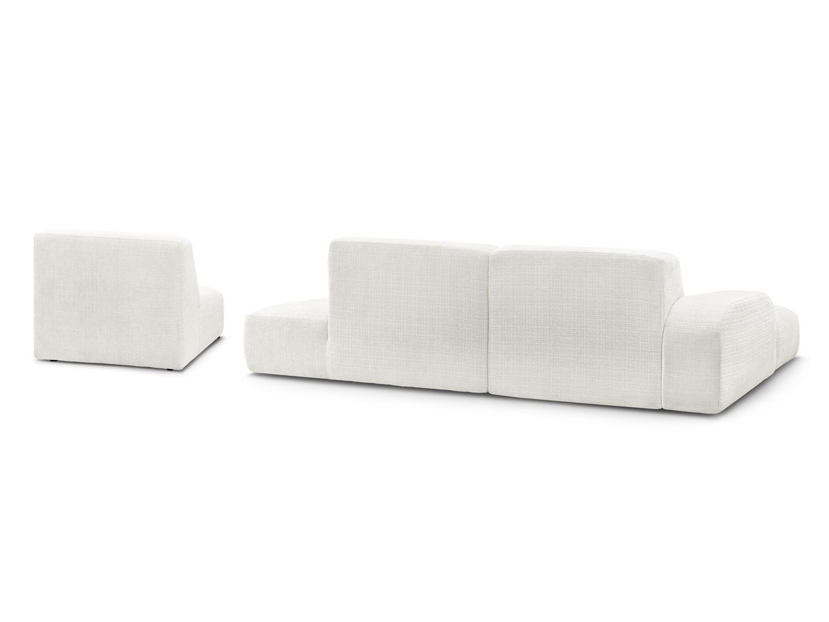 Canapé d'angle fixe modulable SIRIUS tissu texturé avec 1 chauffeuse