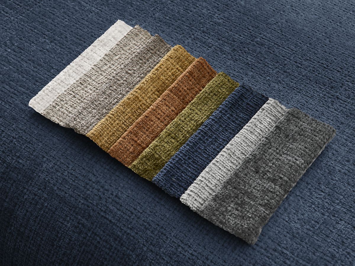Canapé d'angle fixe modulable SIRIUS tissu texturé avec 1 chauffeuse