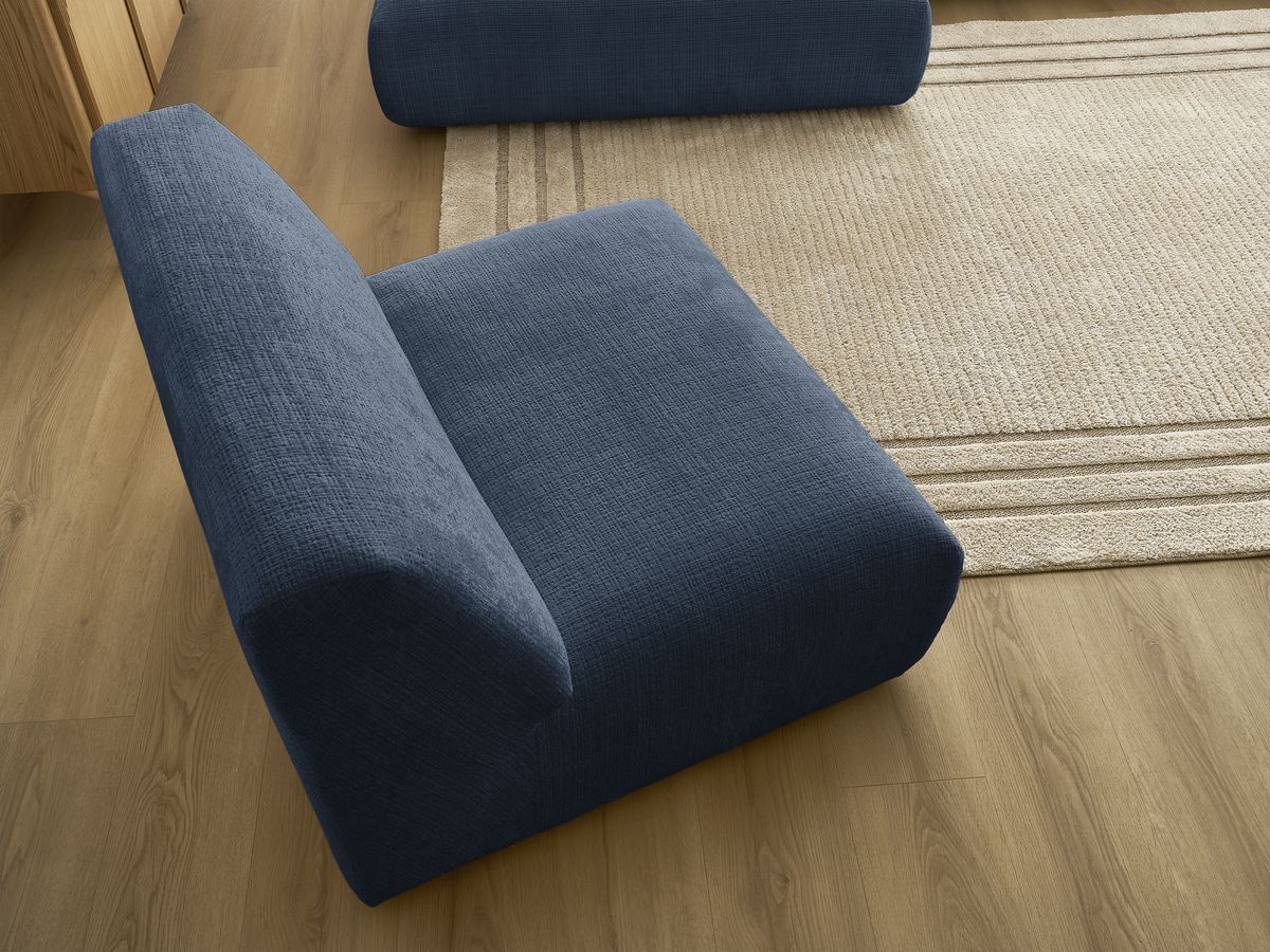 Canapé d'angle fixe modulable SIRIUS tissu texturé avec 1 chauffeuse