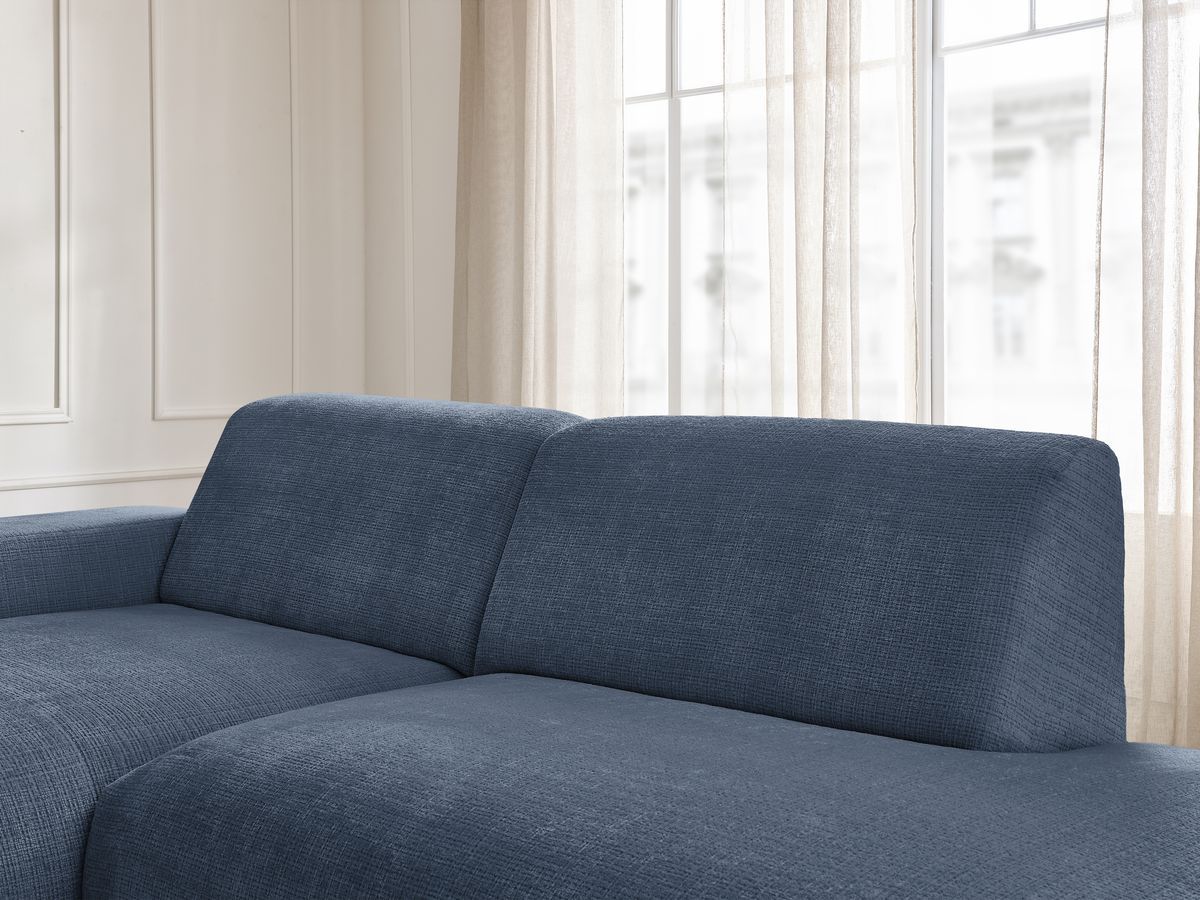 Canapé d'angle fixe modulable SIRIUS tissu texturé avec 1 chauffeuse