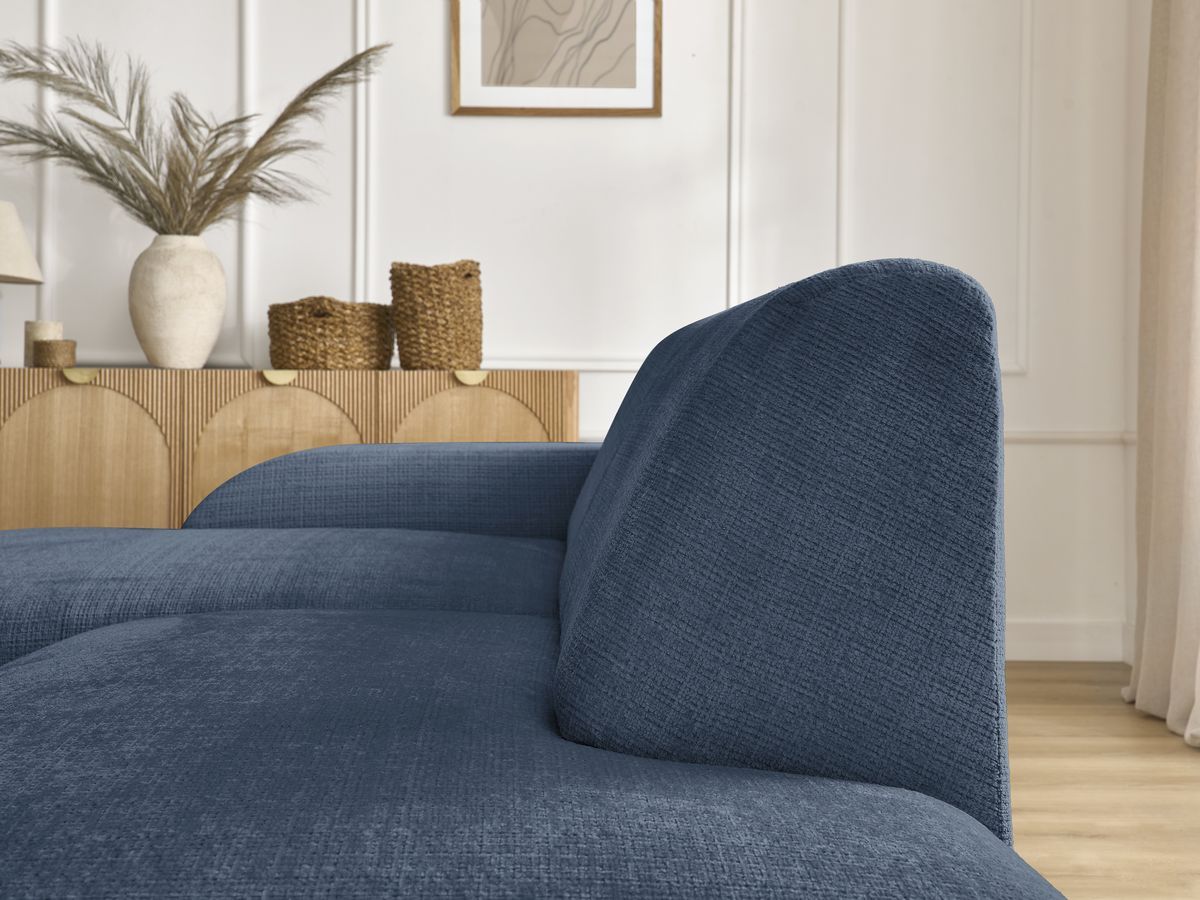 Canapé d'angle fixe modulable SIRIUS tissu texturé avec 1 chauffeuse