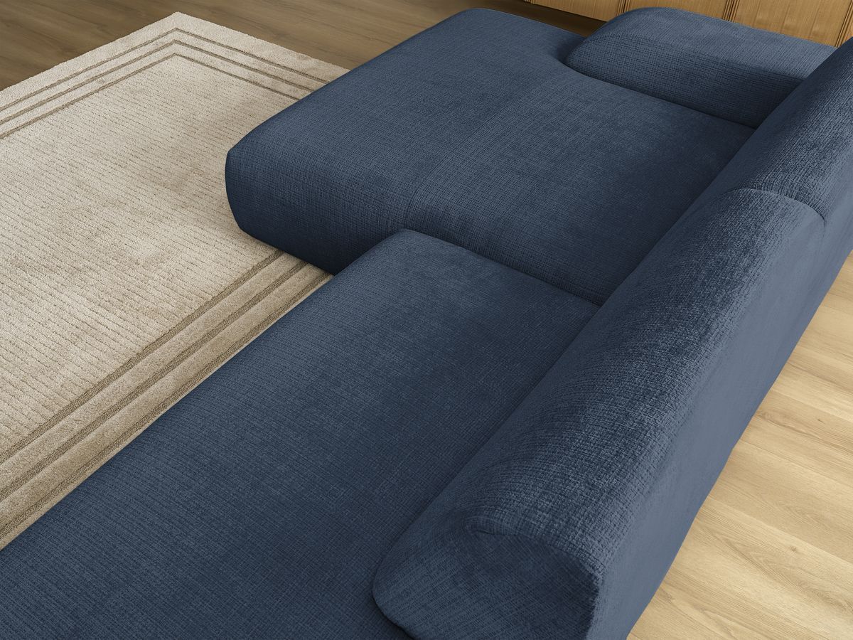Canapé d'angle fixe modulable SIRIUS tissu texturé avec 1 chauffeuse