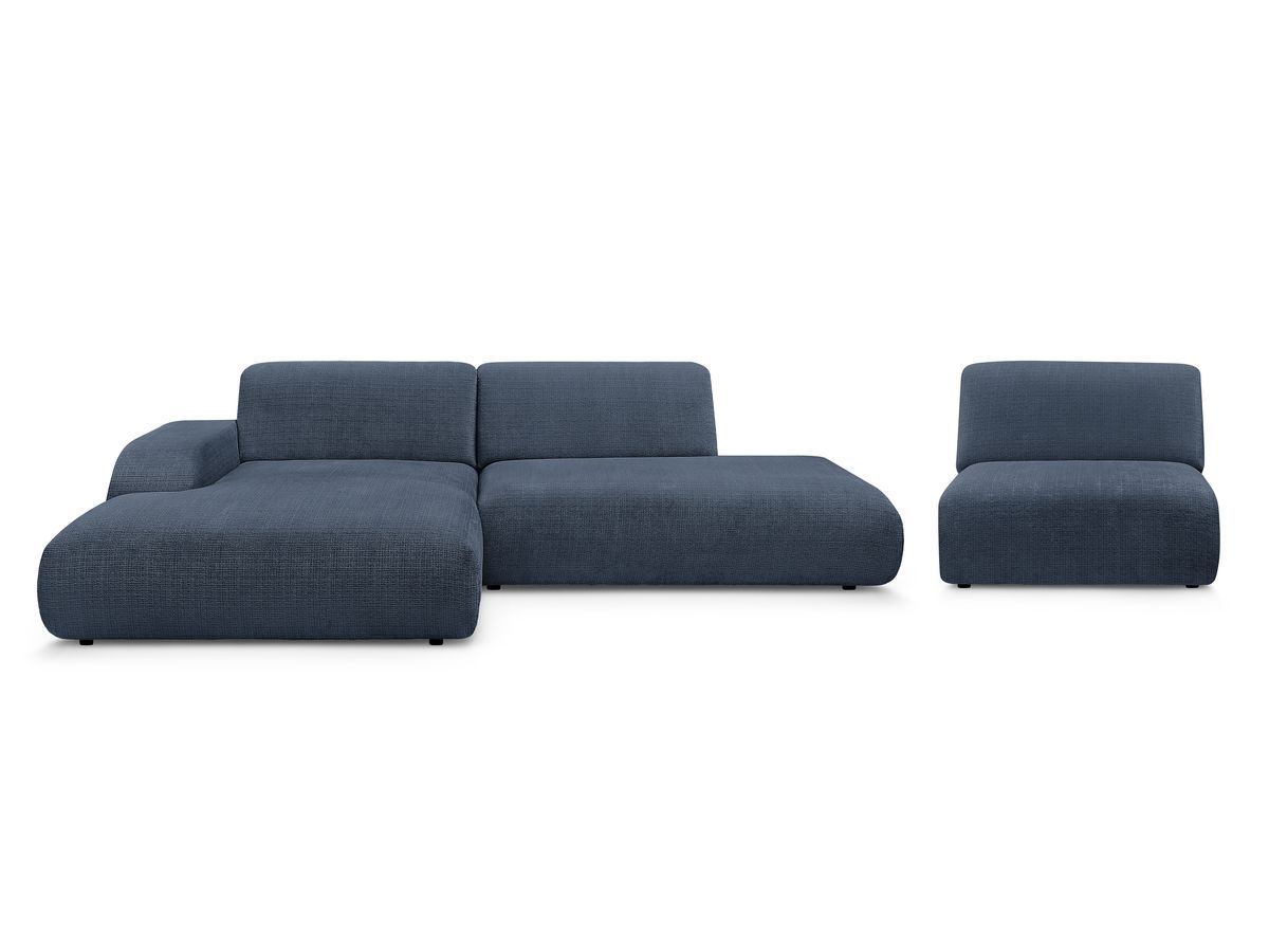 Canapé d'angle fixe modulable SIRIUS tissu texturé avec 1 chauffeuse