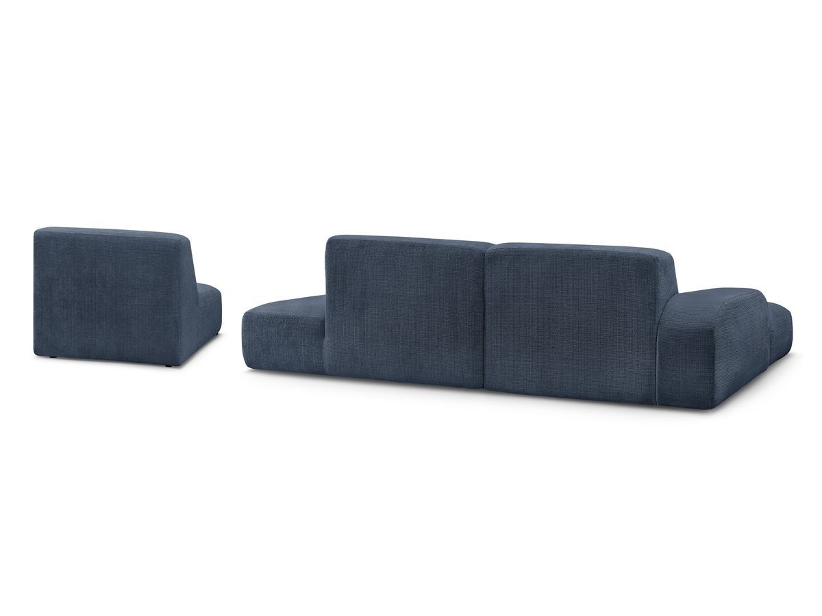 Canapé d'angle fixe modulable SIRIUS tissu texturé avec 1 chauffeuse