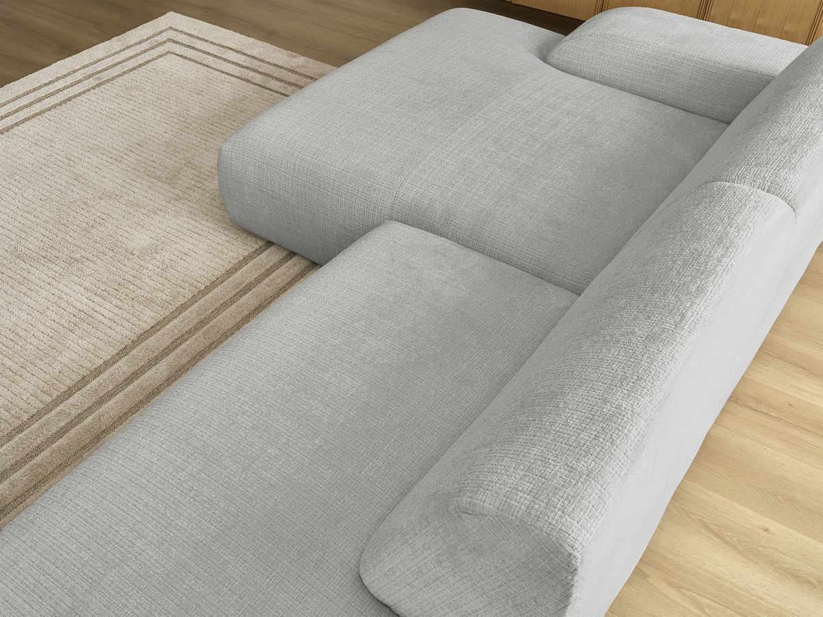 Canapé d'angle fixe modulable SIRIUS tissu texturé avec 1 chauffeuse