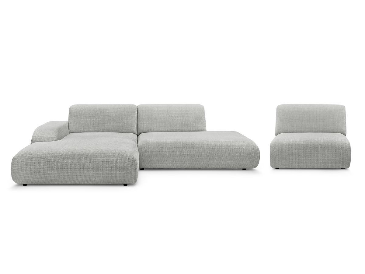 Canapé d'angle fixe modulable SIRIUS tissu texturé avec 1 chauffeuse