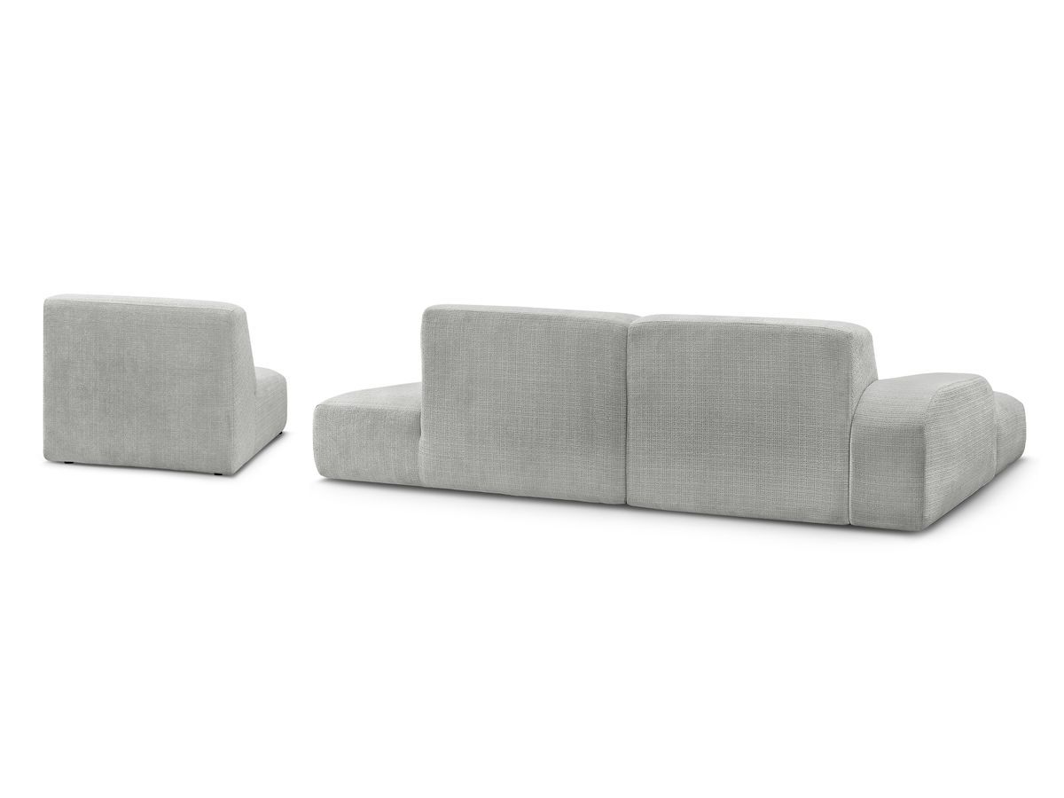 Canapé d'angle fixe modulable SIRIUS tissu texturé avec 1 chauffeuse