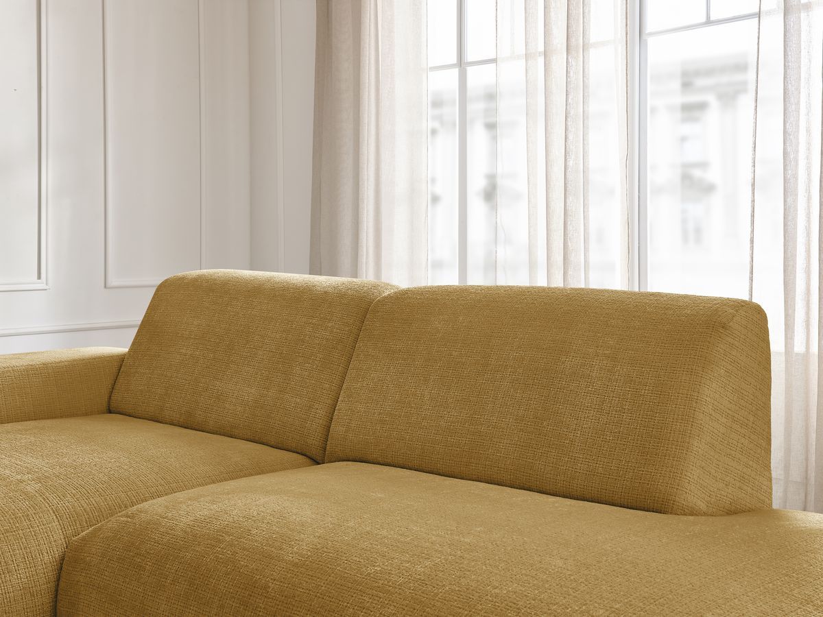 Canapé d'angle fixe modulable SIRIUS tissu texturé avec 1 chauffeuse