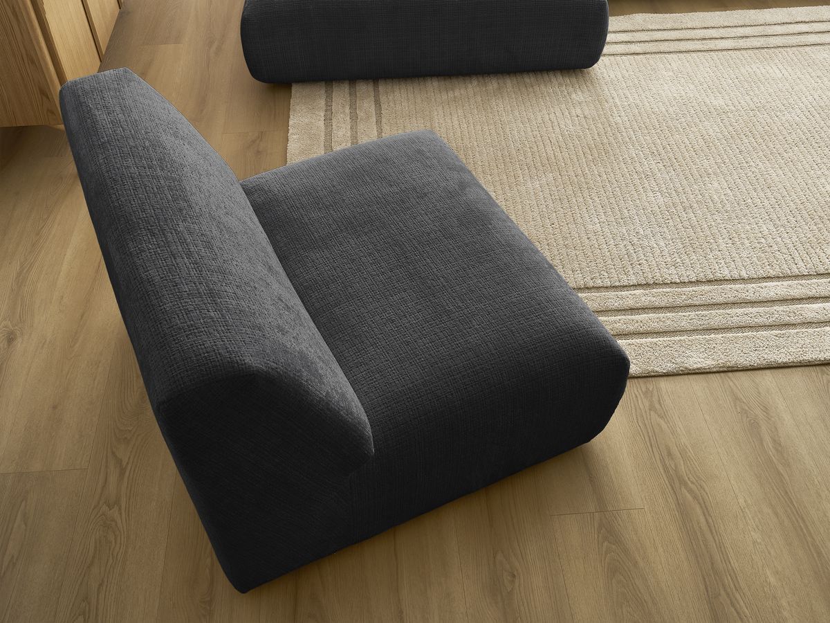 Canapé d'angle fixe modulable SIRIUS tissu texturé avec 1 chauffeuse