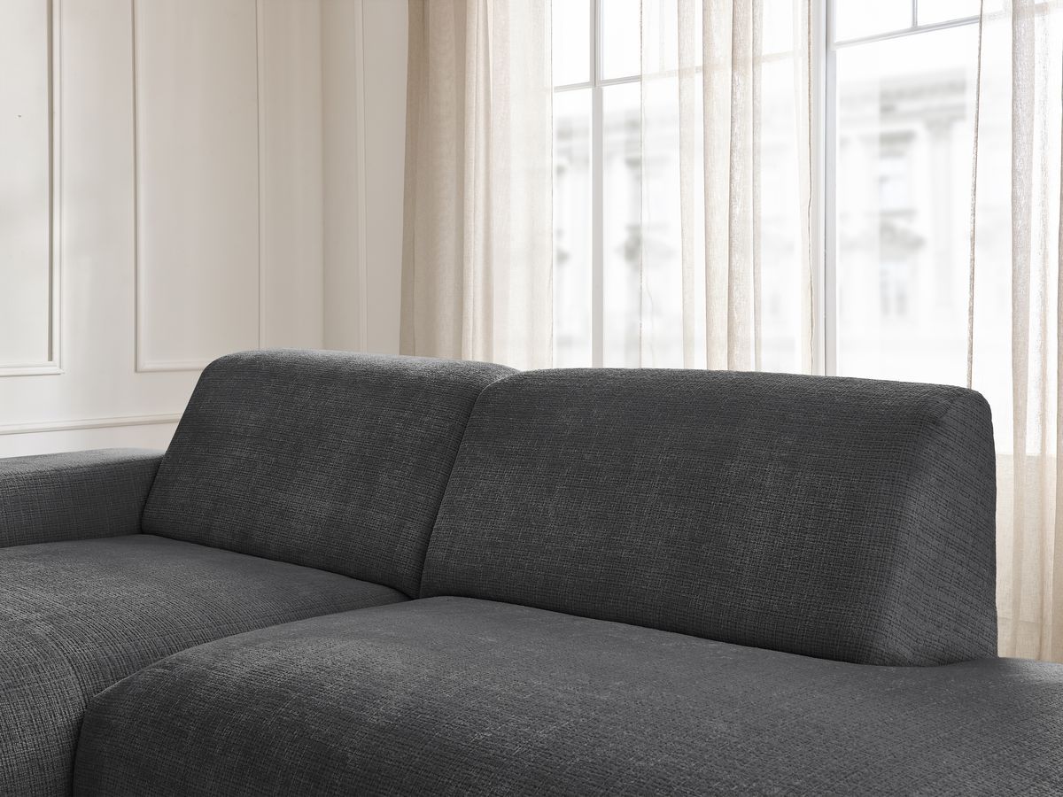 Canapé d'angle fixe modulable SIRIUS tissu texturé avec 1 chauffeuse