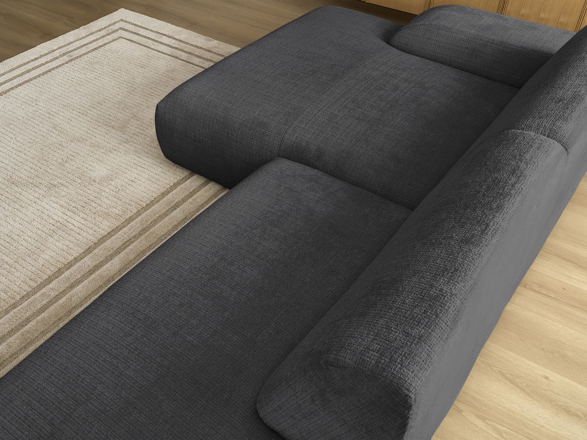 Canapé d'angle fixe modulable SIRIUS tissu texturé avec 1 chauffeuse