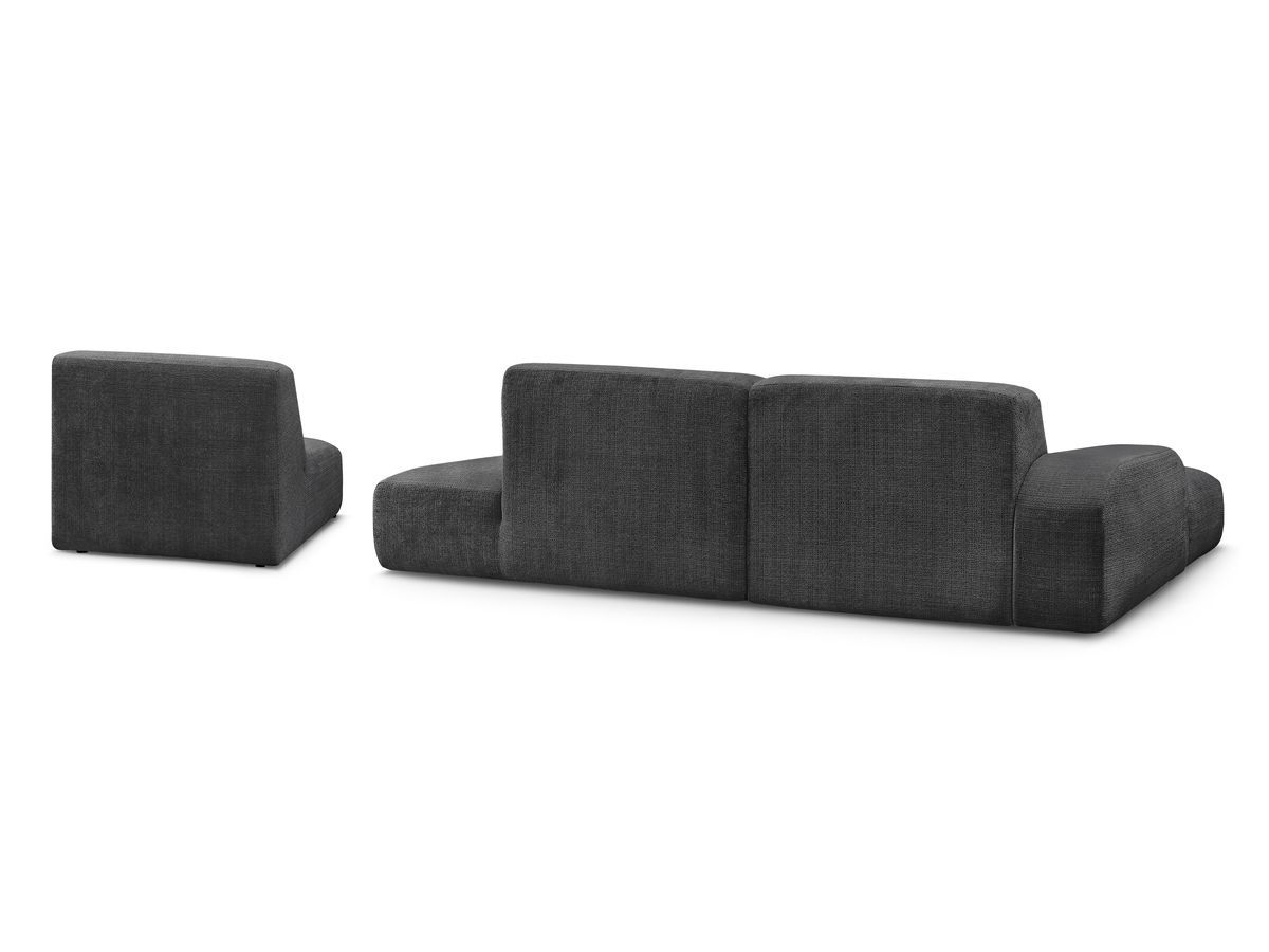 Canapé d'angle fixe modulable SIRIUS tissu texturé avec 1 chauffeuse