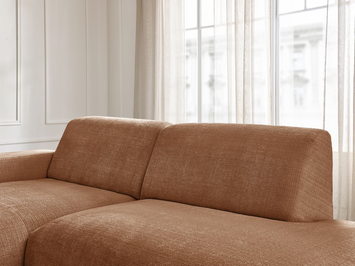 Canapé d'angle fixe modulable SIRIUS tissu texturé avec 1 chauffeuse
