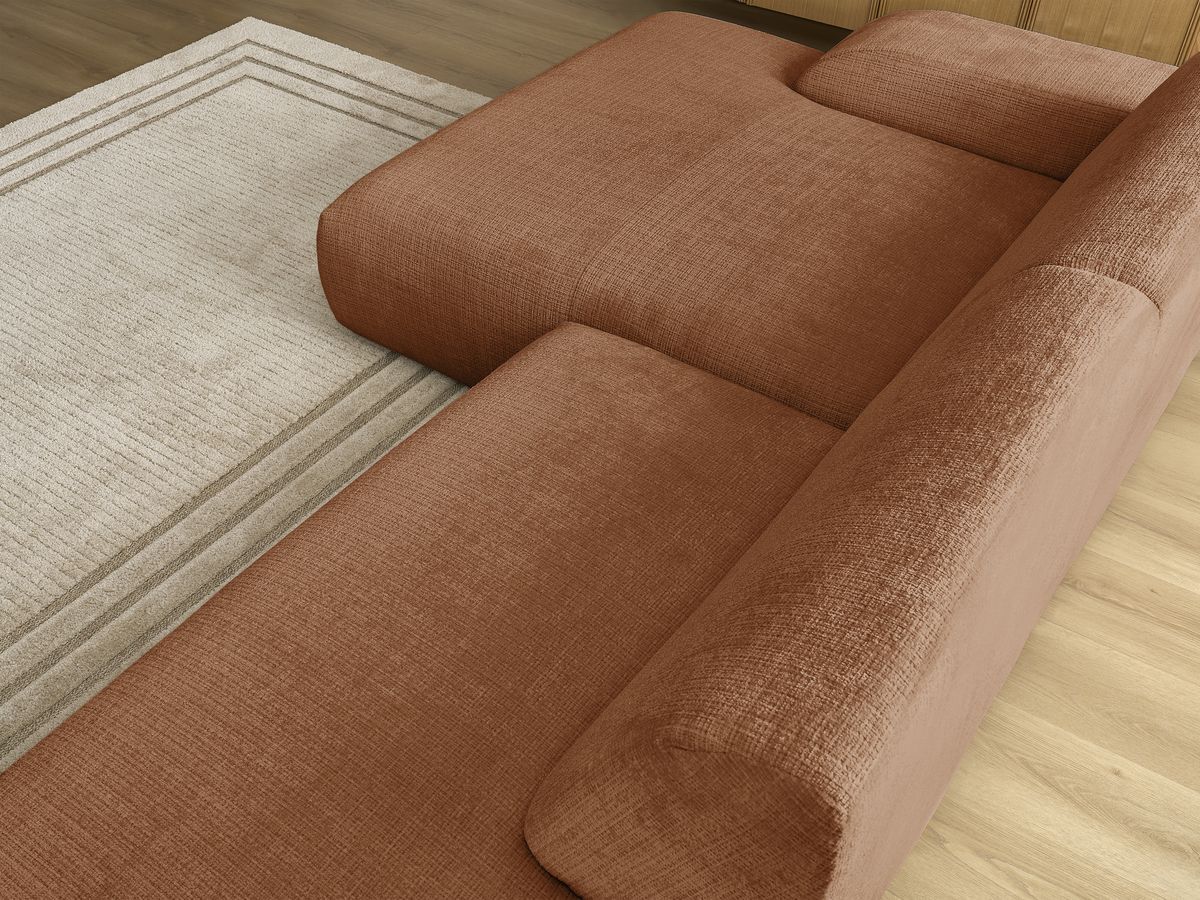 Canapé d'angle fixe modulable SIRIUS tissu texturé avec 1 chauffeuse