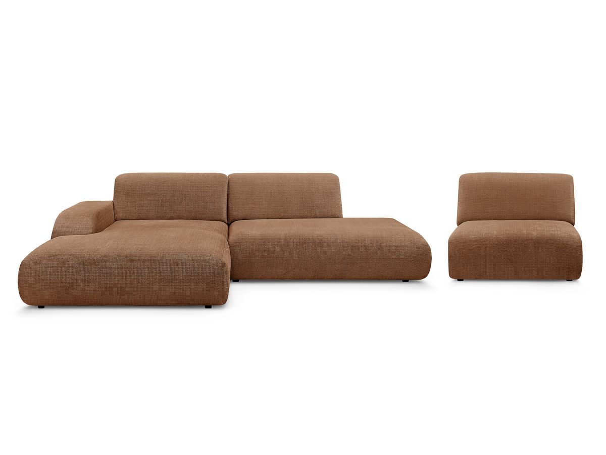 Canapé d'angle fixe modulable SIRIUS tissu texturé avec 1 chauffeuse