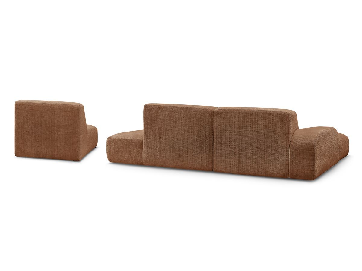 Canapé d'angle fixe modulable SIRIUS tissu texturé avec 1 chauffeuse