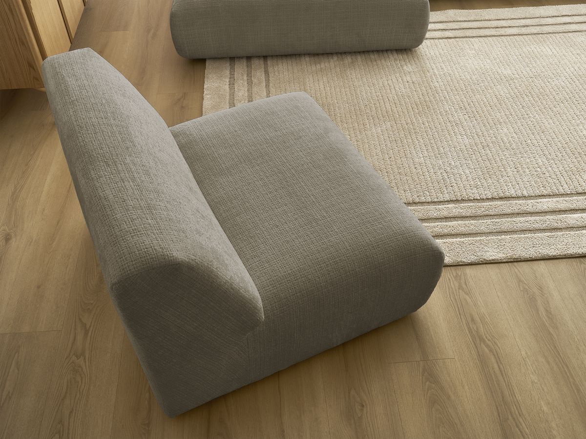 Canapé d'angle fixe modulable SIRIUS tissu texturé avec 1 chauffeuse