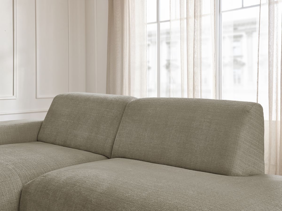 Canapé d'angle fixe modulable SIRIUS tissu texturé avec 1 chauffeuse