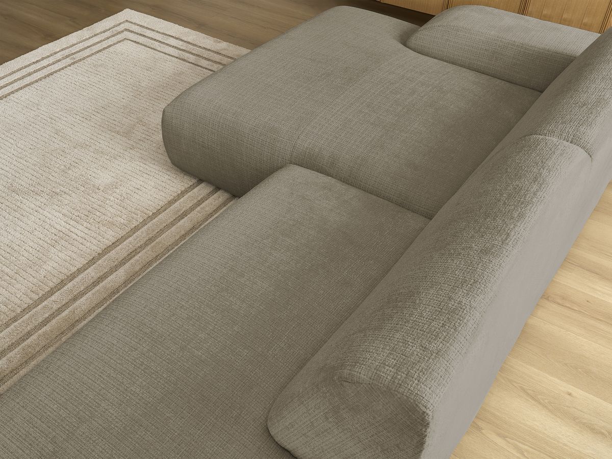 Canapé d'angle fixe modulable SIRIUS tissu texturé avec 1 chauffeuse