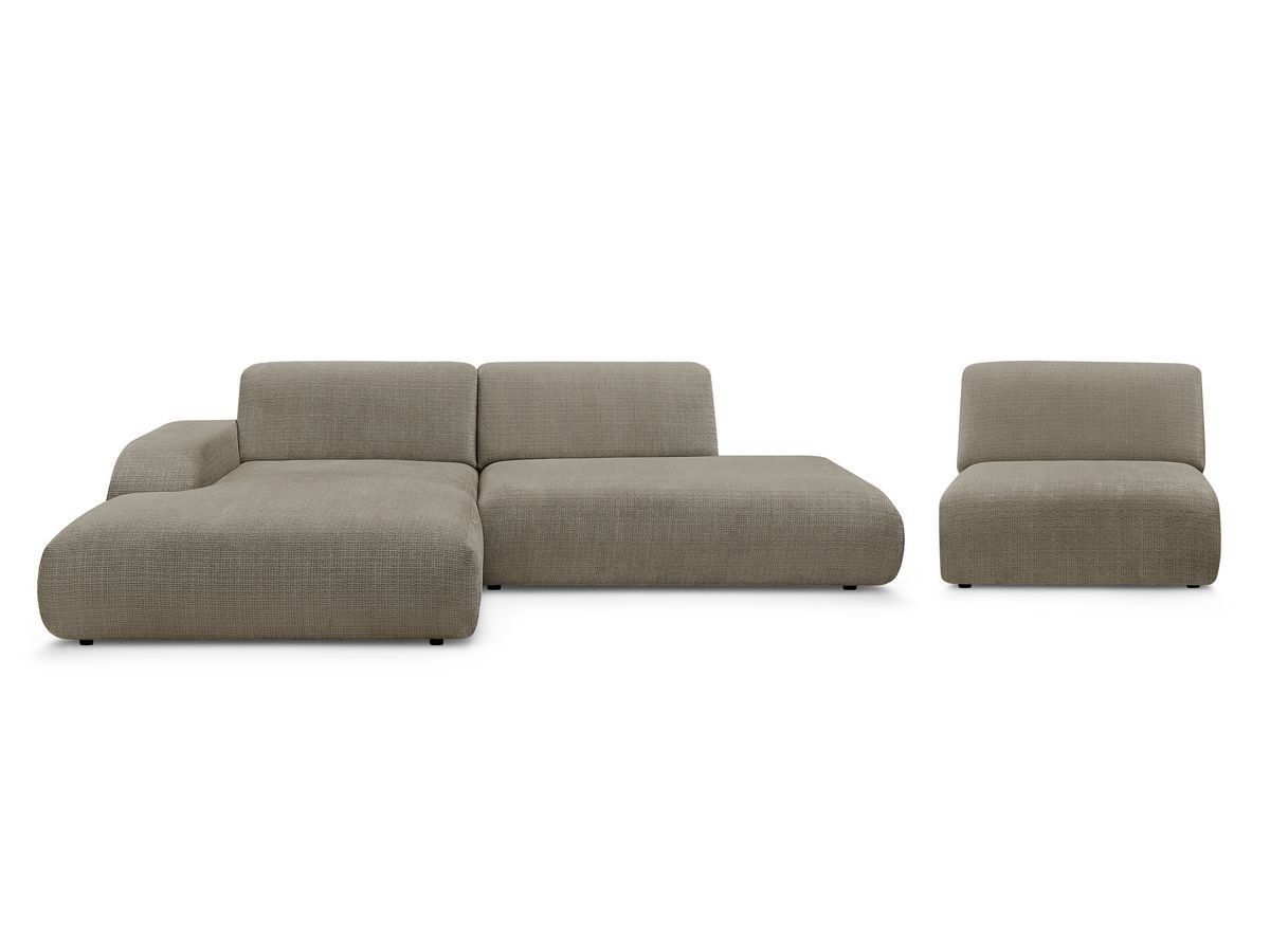 Canapé d'angle fixe modulable SIRIUS tissu texturé avec 1 chauffeuse