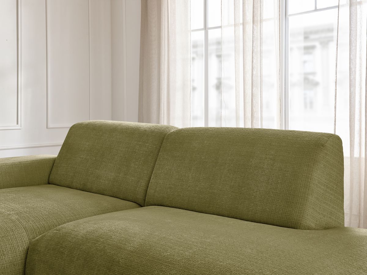 Canapé d'angle fixe modulable SIRIUS tissu texturé avec 1 chauffeuse