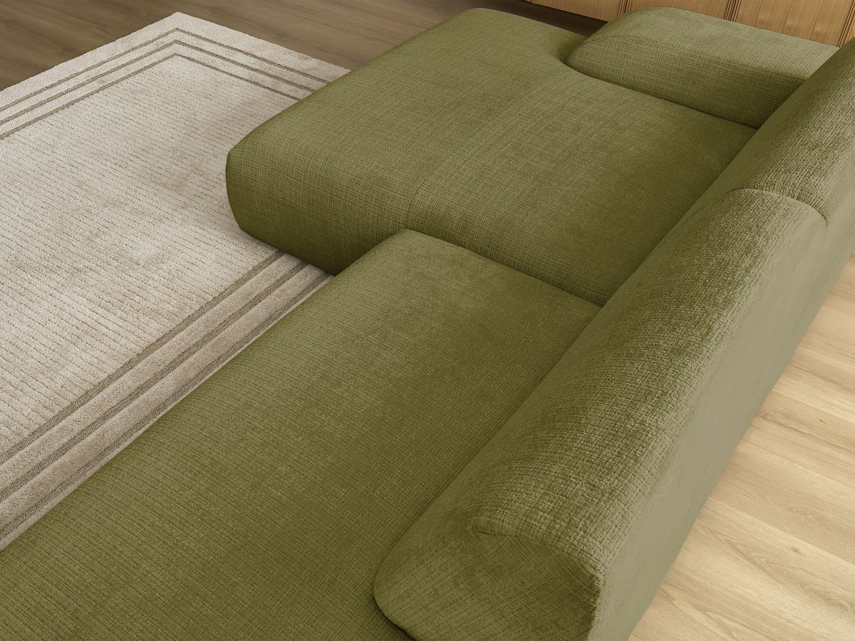 Canapé d'angle fixe modulable SIRIUS tissu texturé avec 1 chauffeuse