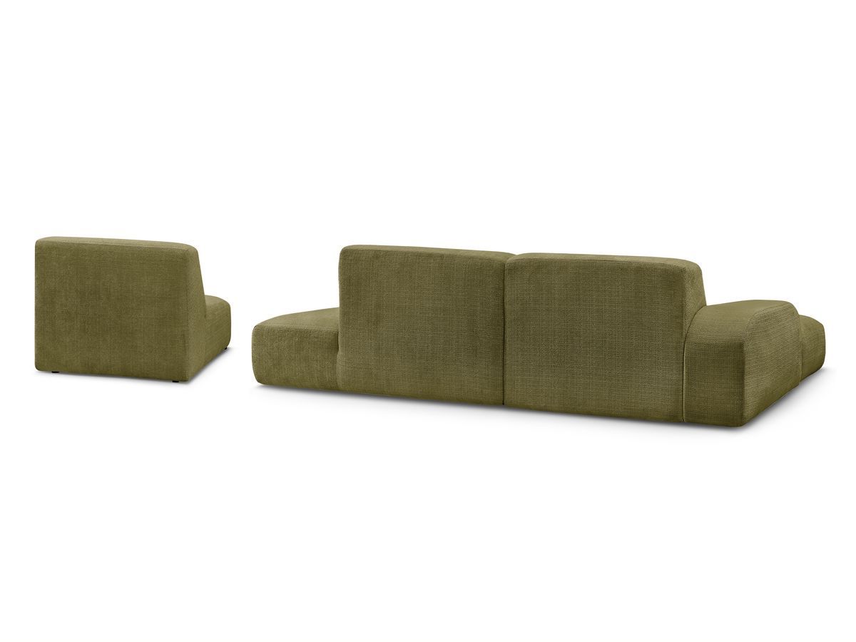 Canapé d'angle fixe modulable SIRIUS tissu texturé avec 1 chauffeuse
