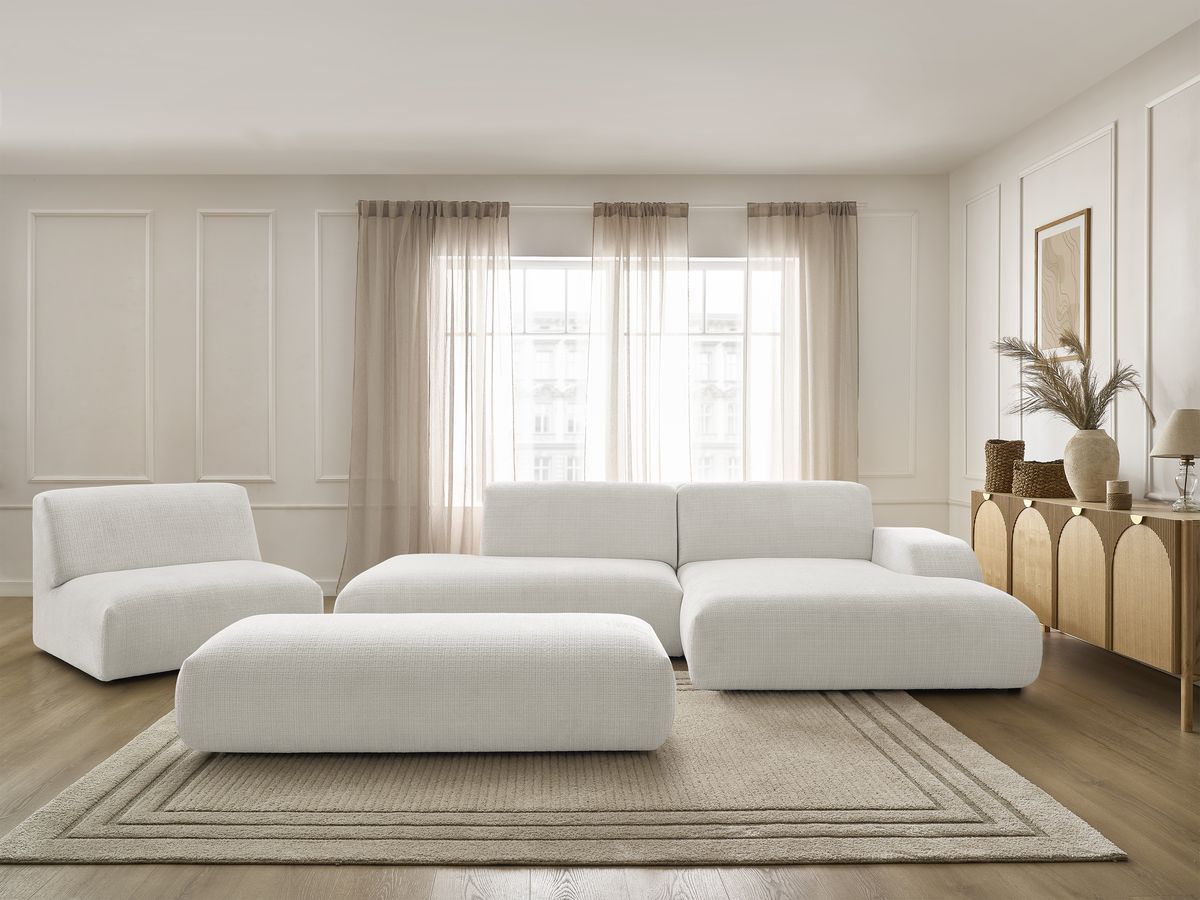 Canapé d'angle modulable SIRIUS texturé blanc 5 places — vue 5