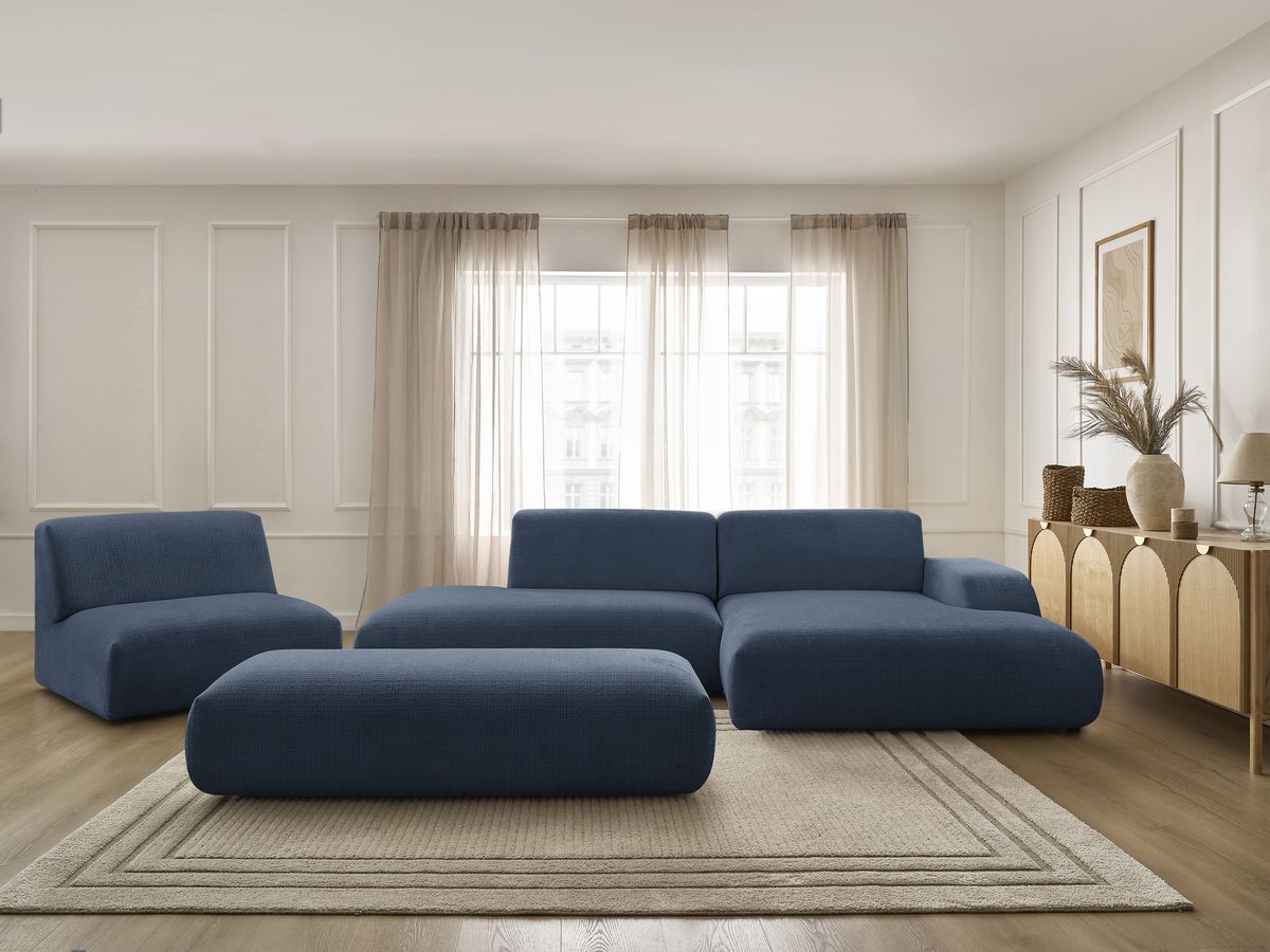 Canapé d'angle modulable SIRIUS texturé bleu foncé 5 places — vue 5