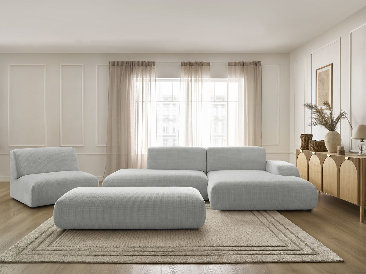 Canapé d'angle modulable SIRIUS texturé gris clair 5 places — vue 5