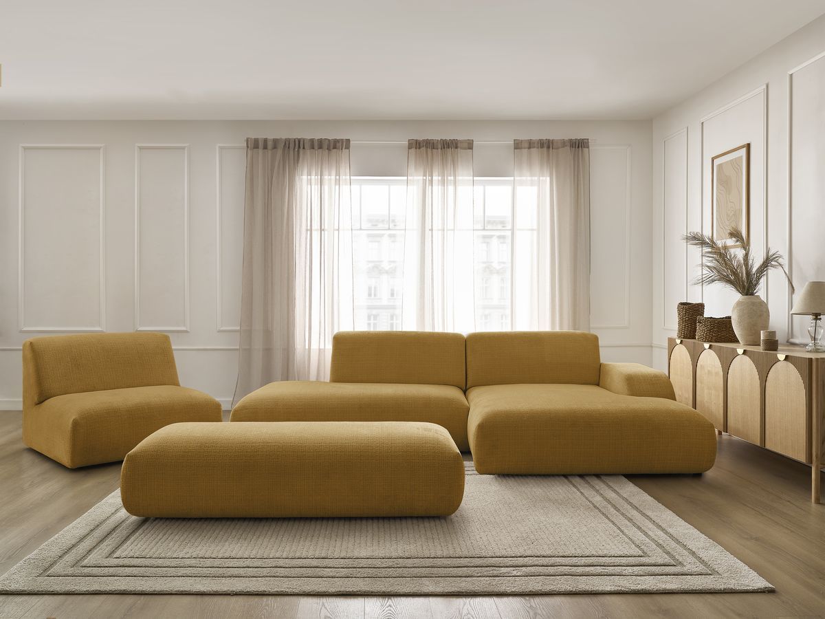 Canapé d'angle modulable SIRIUS texturé jaune 5 places — vue 5