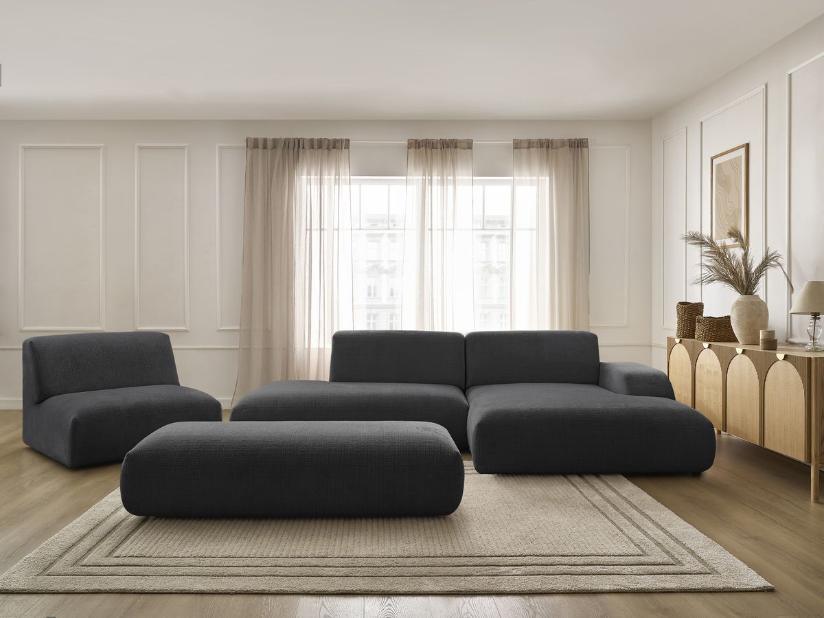 Canapé d'angle modulable SIRIUS texturé noir 5 places — vue 5